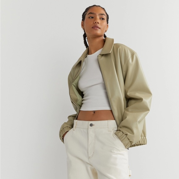 Oak & Fort Vegan Faux Leather Bomber Jacket - Picture 1 of 4